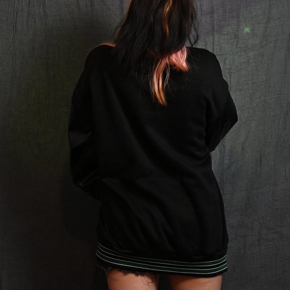 Black and Green Oversized Varsity Baseball Jacket - Picture 6 of 7